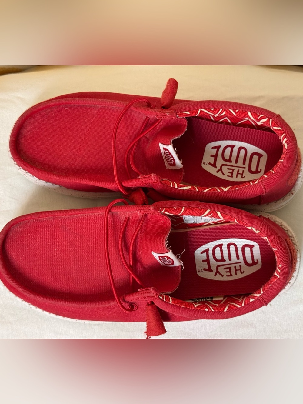 Hey Dude Wally Red Slip-On Canvas Sneakers